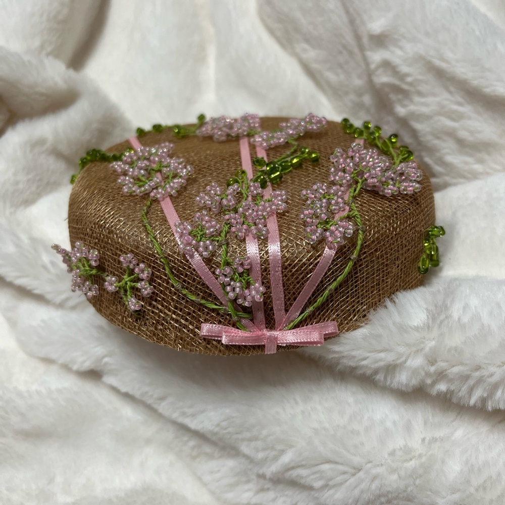 Handcrafted Floral Embellished PillBox Hat